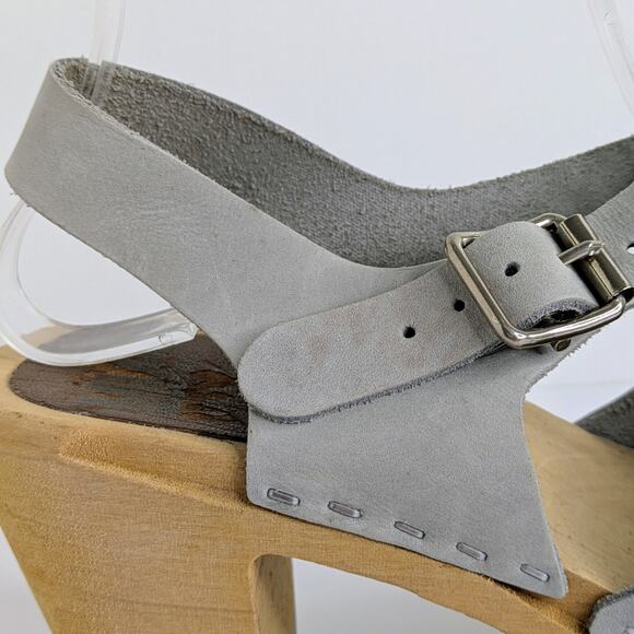 MIA Sofia Clogs EU 37 Gray Leather Platform Lug Sole Mary Jane 70s - Picture 11 of 16